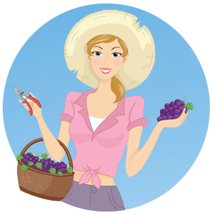farm girl with grapes